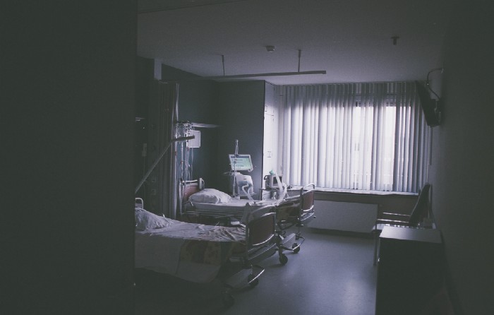 An empty hospital room.