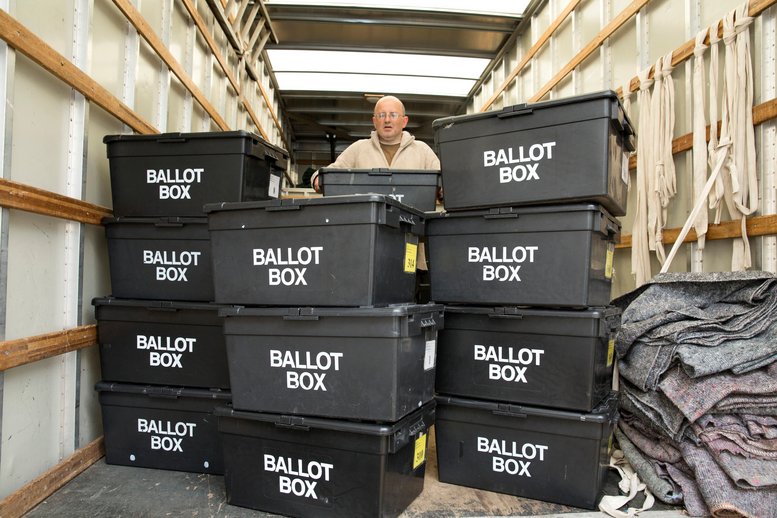 Ballot boxes being delivered to Sheldon Heath community centre ready for voting in the General Election