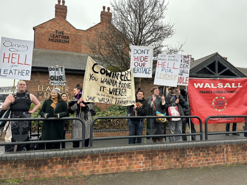 Protesters outside the Leather Museum in Walsall