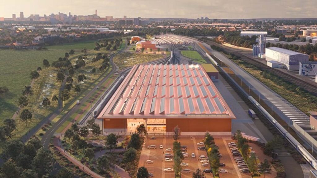 An artist's impression of the new HS2 site at Washwood Heath