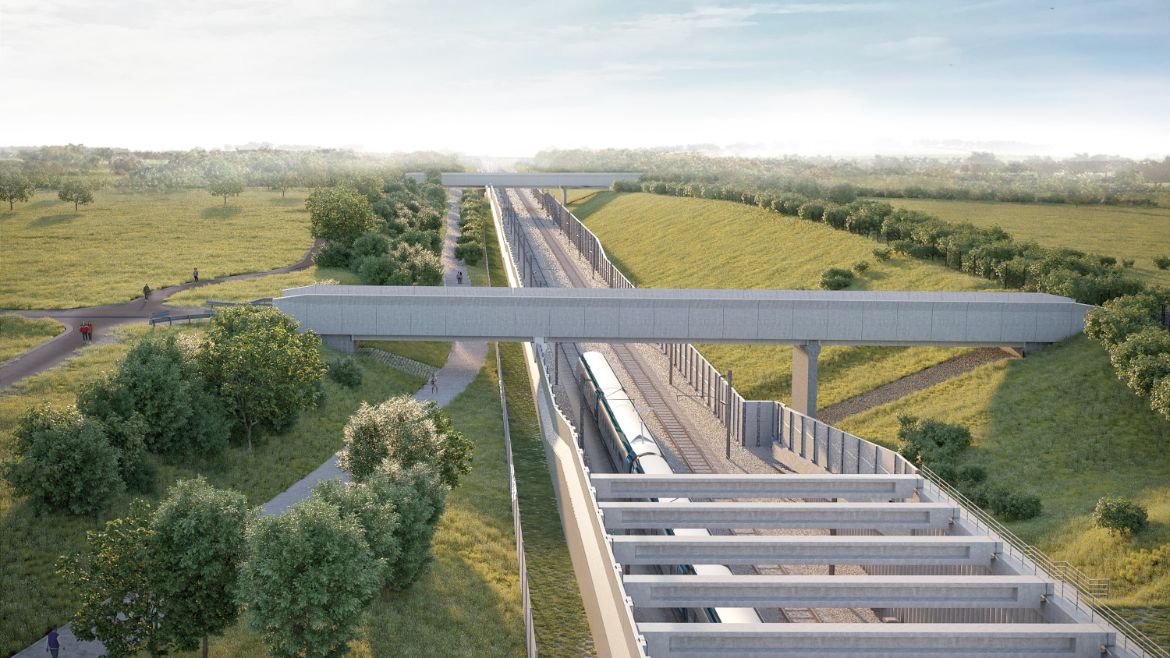An artist's impression of the new HS2 line