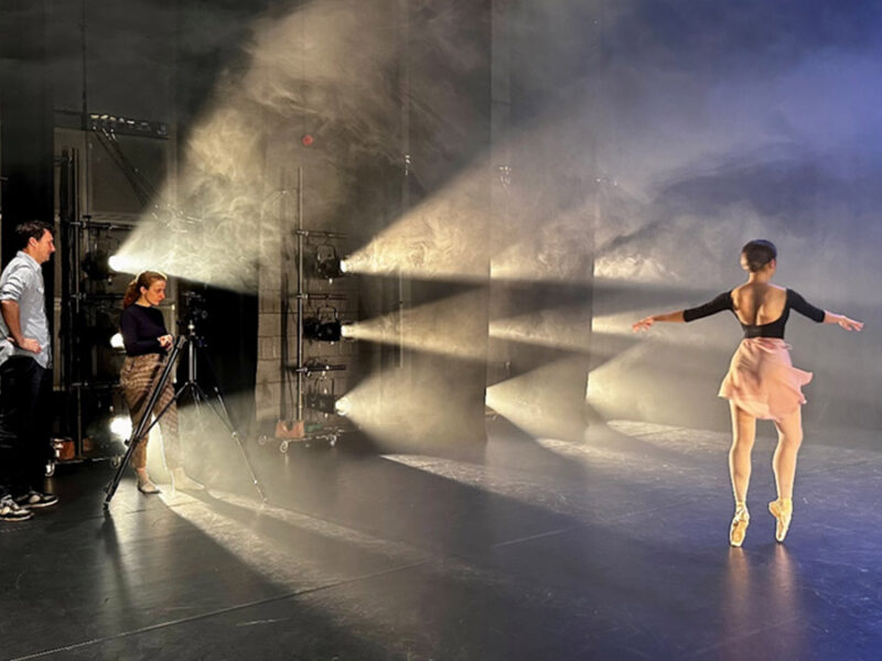 Tom Rogers and Imogen Harvey filming a Birmingham Royal Ballet performance. Picture: Henry McNab