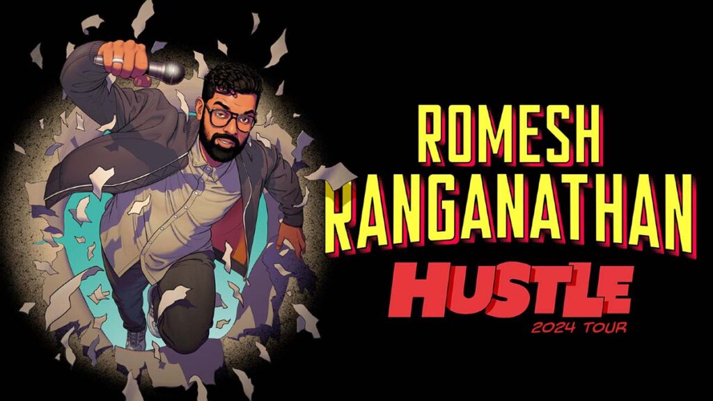 The artwork for Romesh Ranganathan's Hustle tour