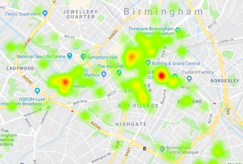 Map explores stop and search in Birmingham