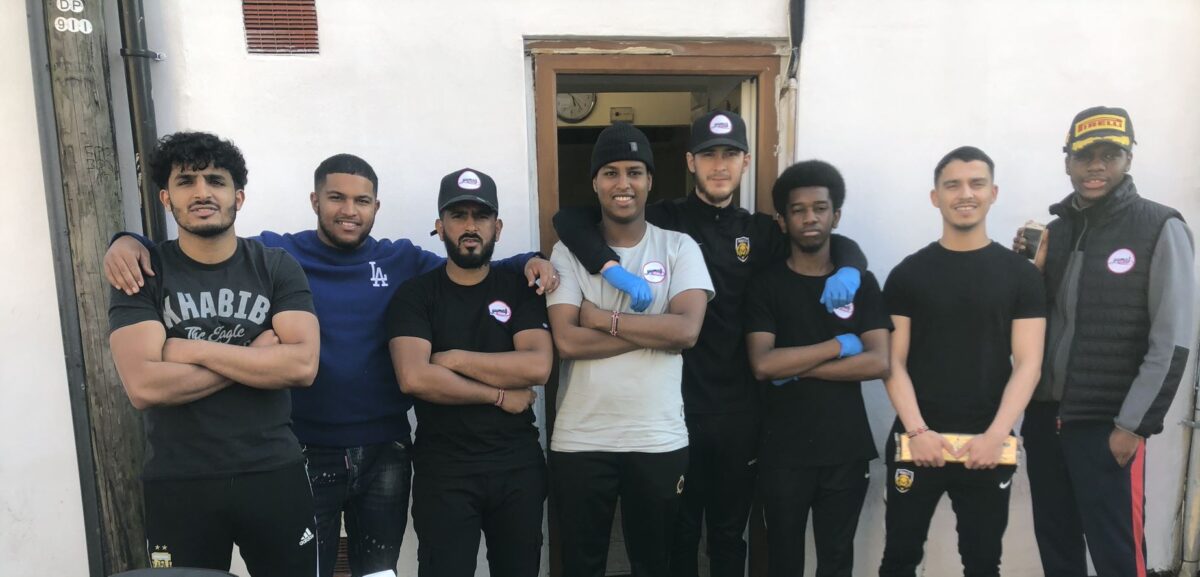 Yasser (first on the left) with his team.