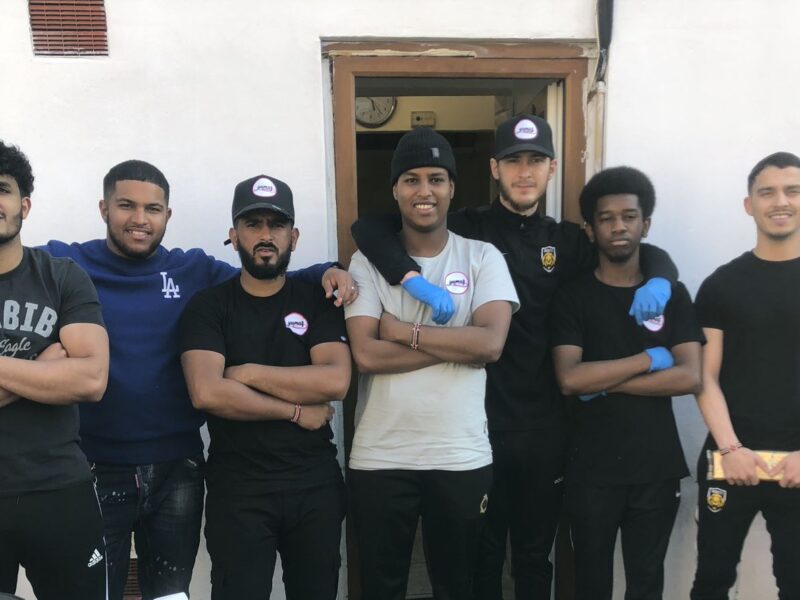 Yasser (first on the left) with his team.